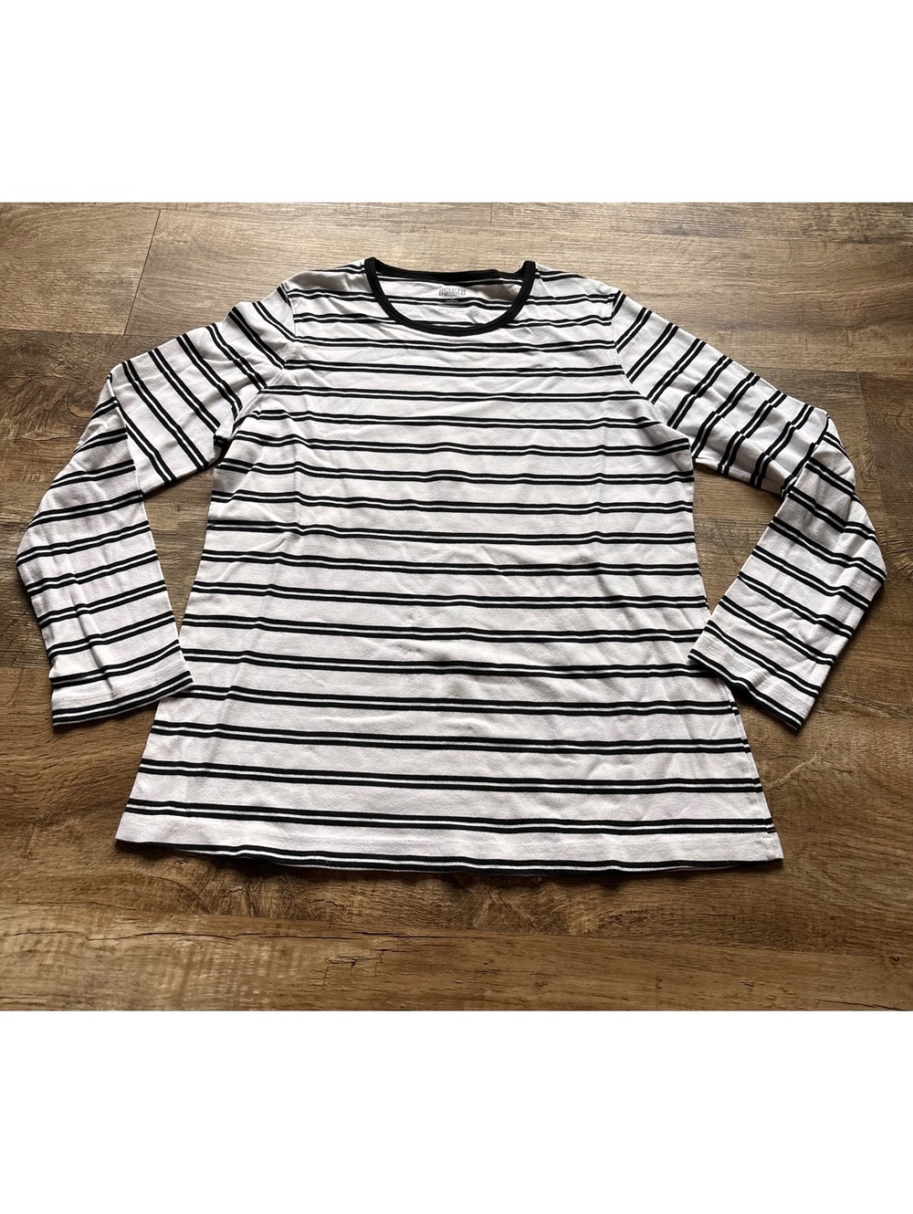 Duluth Trading Co. Women's Long Sleeve Striped Shirt Black and White Size Large